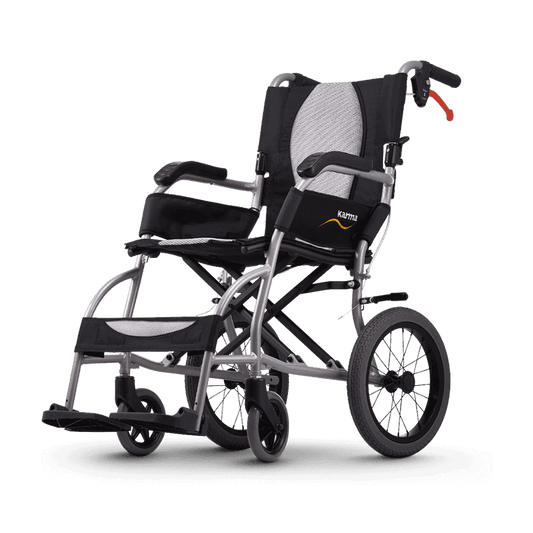 karma ergolite transit wheelchair left angle view
