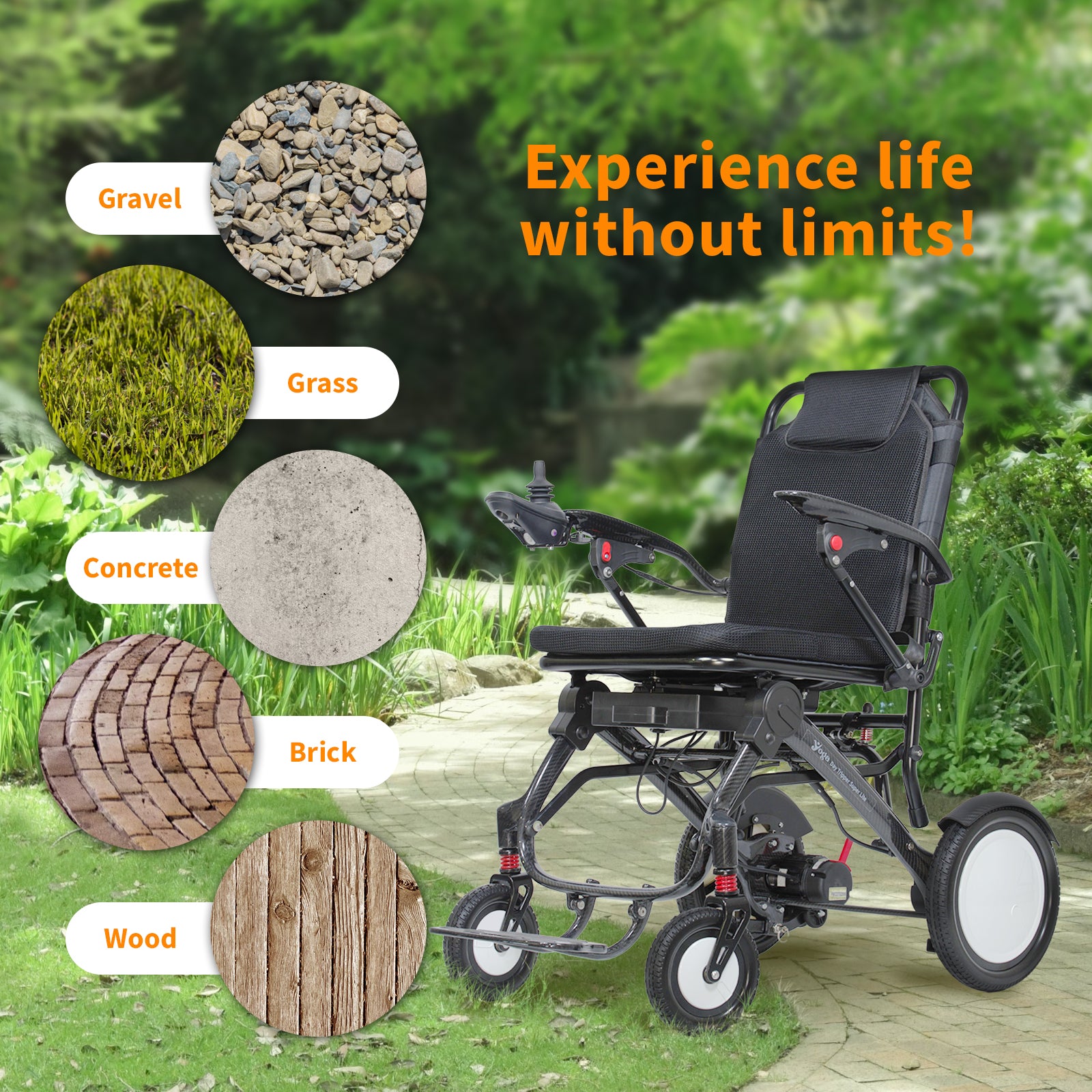 yoga day tripper super lite carbon fiber electric wheelchair