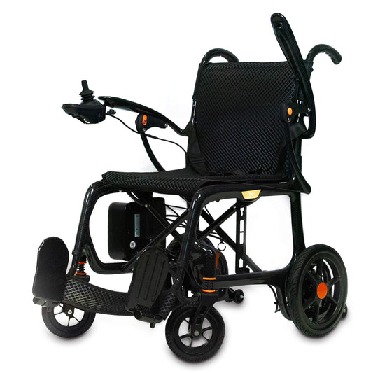 yoga day tripper ultra lite carbon fiber electric wheelchair front angle