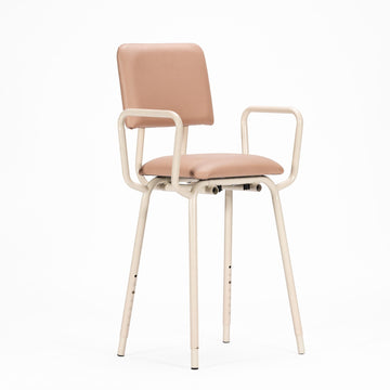 Kitchen Stool with Arms Fawn Vinyl knock down