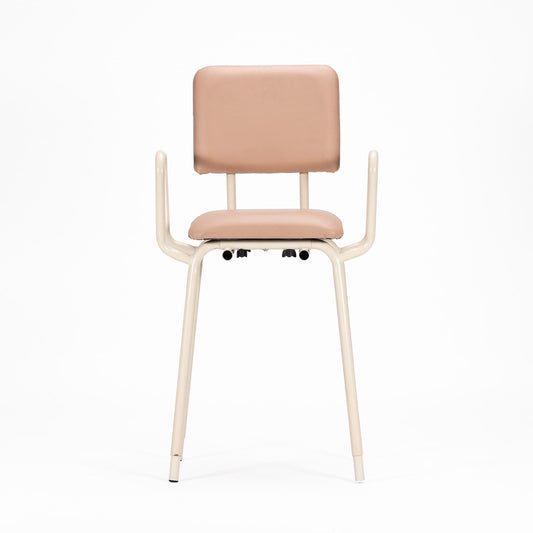 Kitchen Stool with Arms Fawn Vinyl knock down