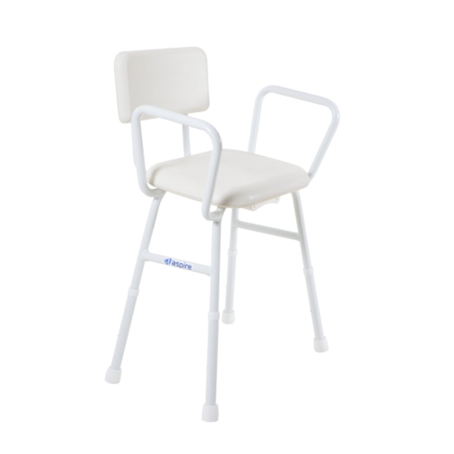 ASPIRE SHOWER STOOL WITH PADDED SEAT BACK