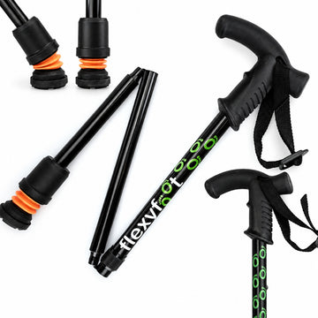 Flexyfoot Derby Handle Folding Walking Stick - Black