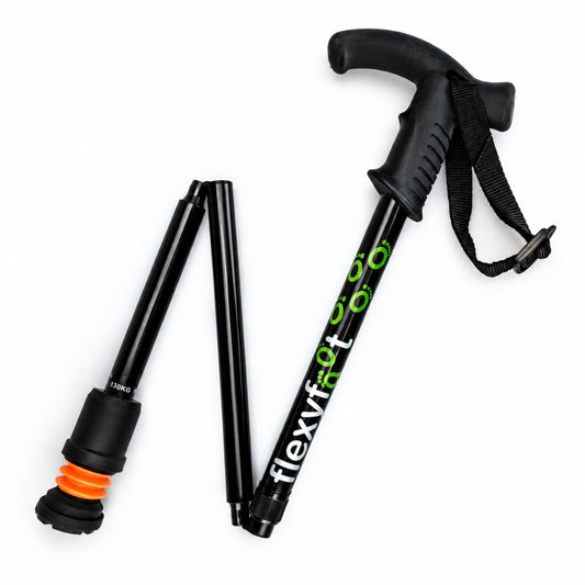 Flexyfoot Derby Handle Folding Walking Stick - Black