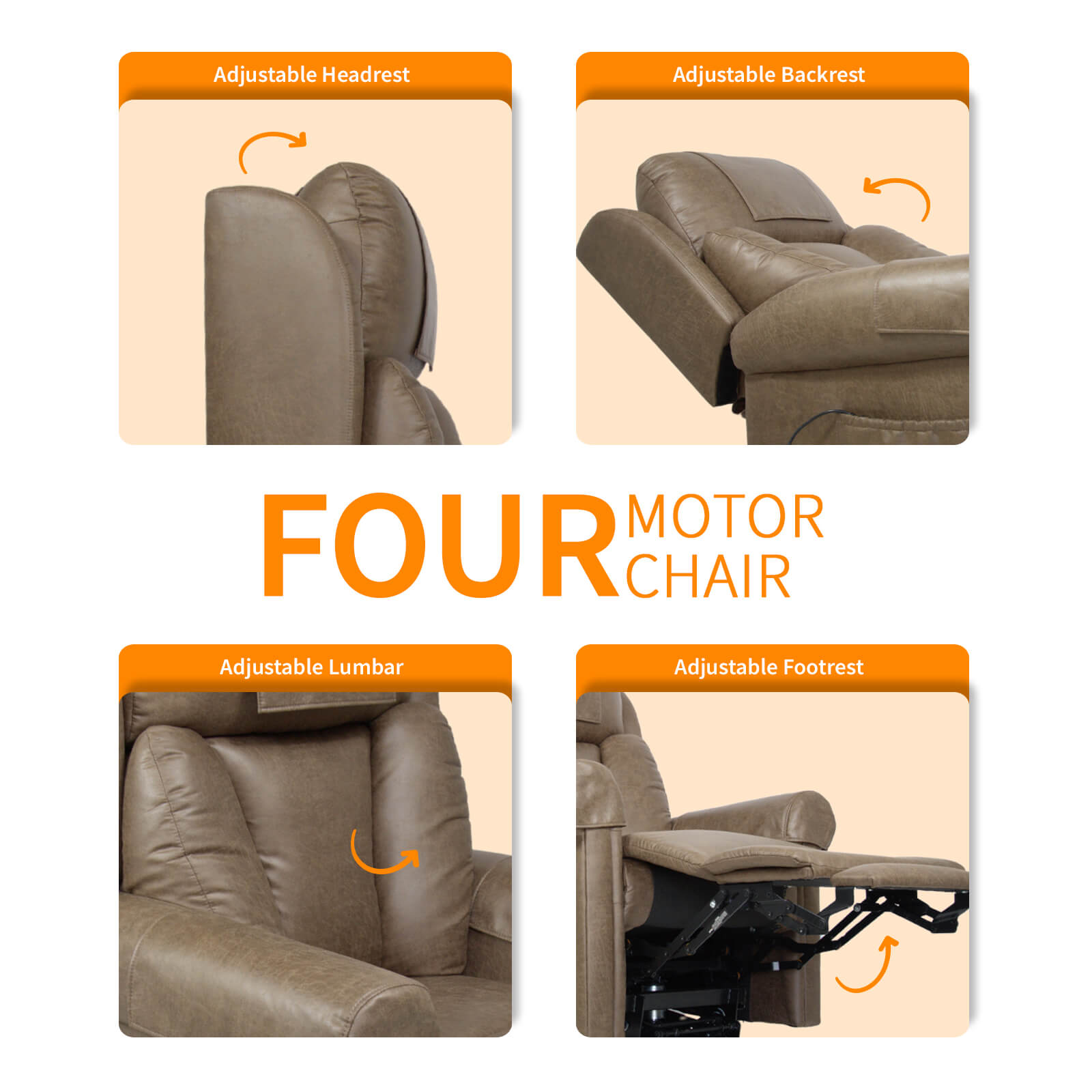 Laterobliss four motor lift recline chair different positions