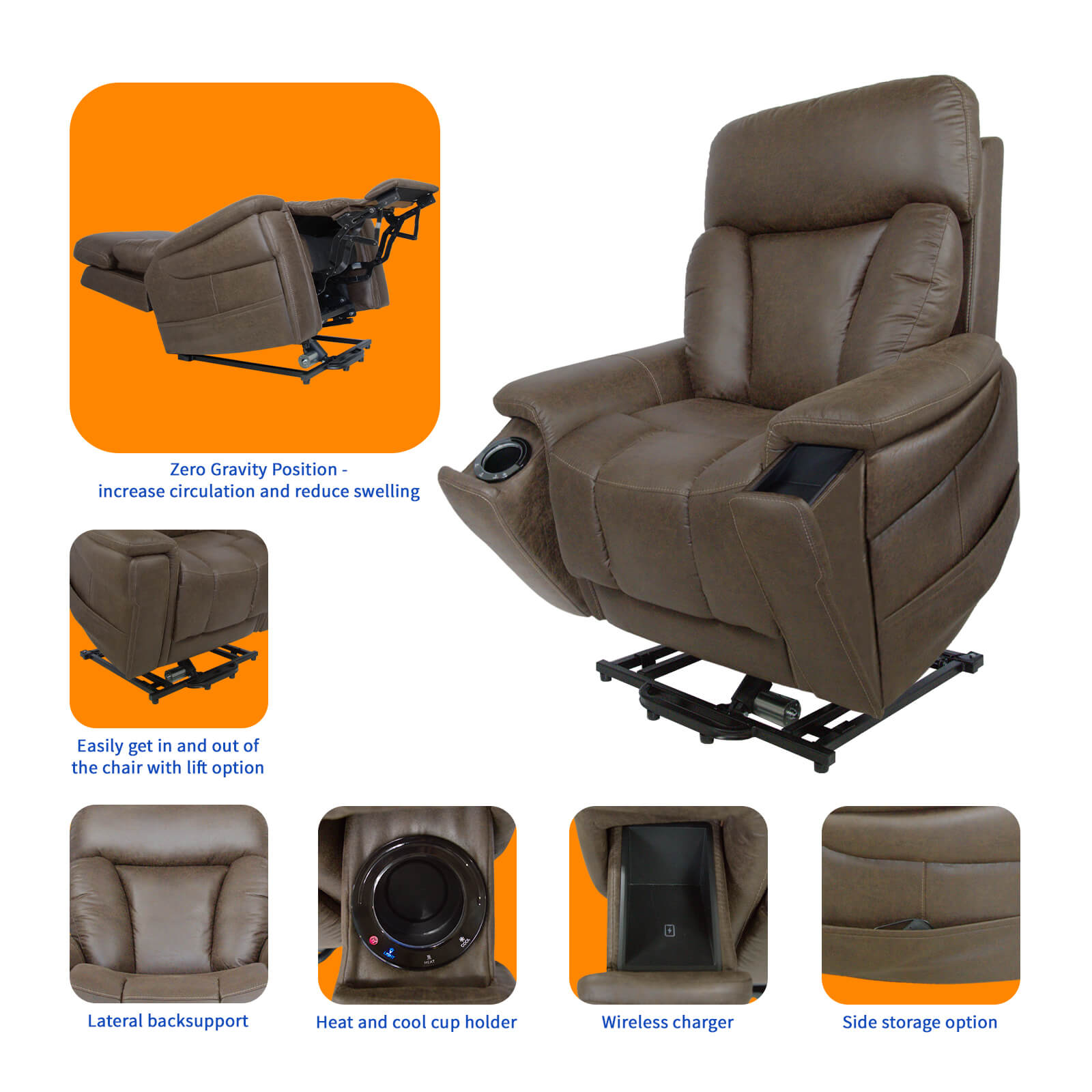 Yoga Regalia Four Motor Lift Recline Chair with Heat and Shiatsu Inspire Air Massage Features