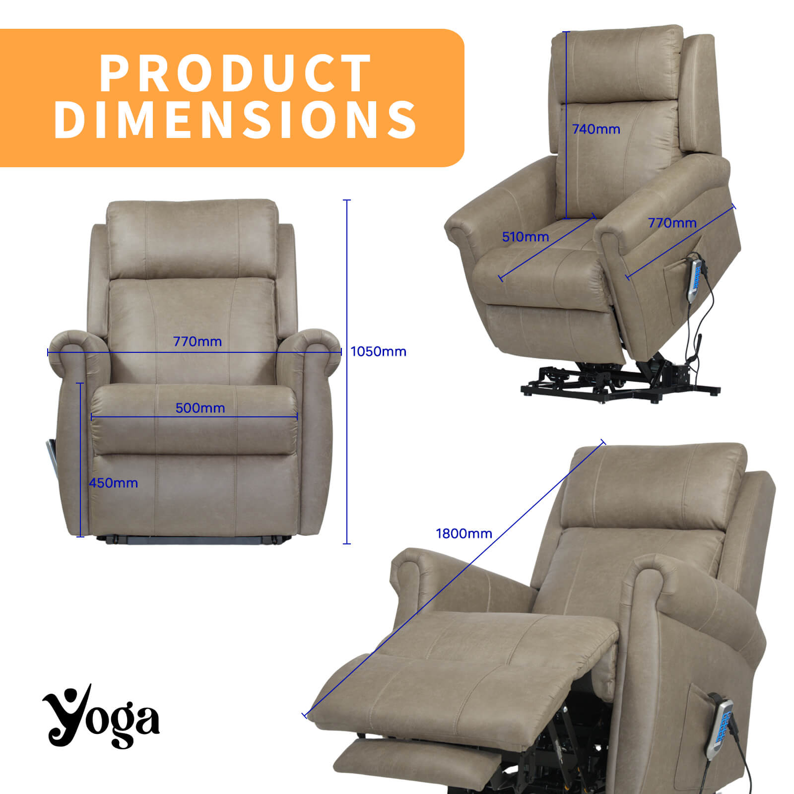 Yoga Artista four motor lift recliner chair dimensions