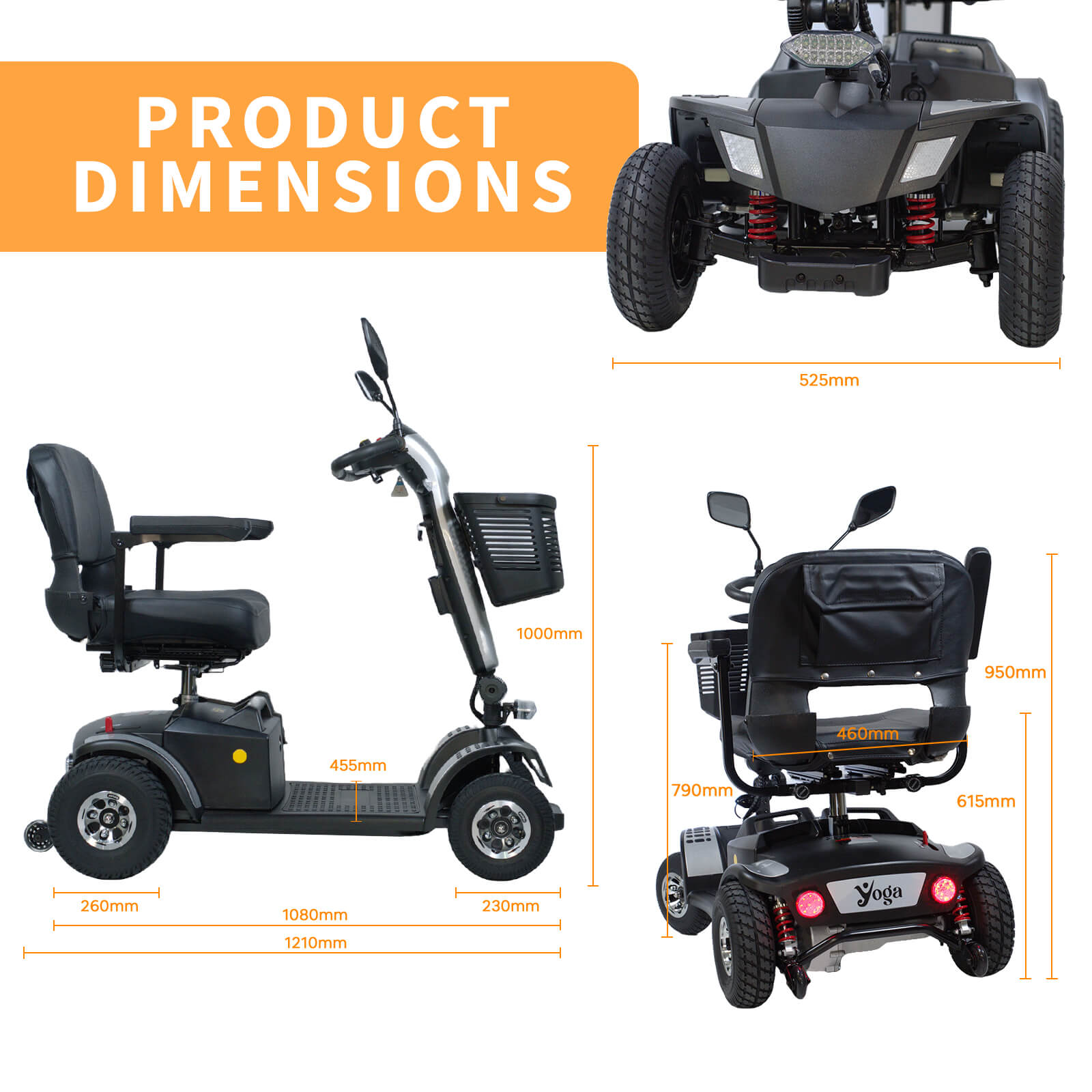 Yoga blitzer rover medium size  mobility scooter dimensions