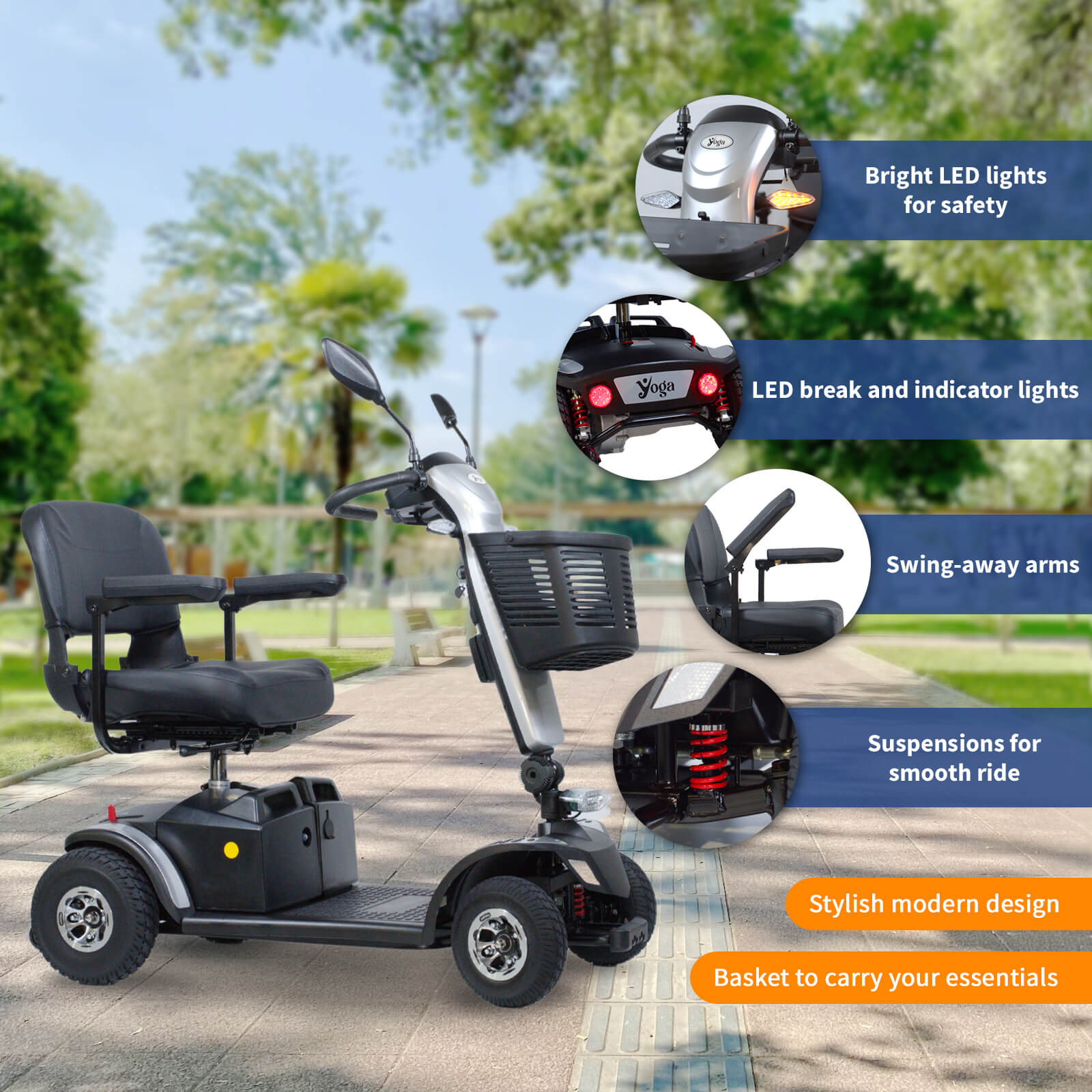 Yoga blitzer rover medium size mobility scooter features