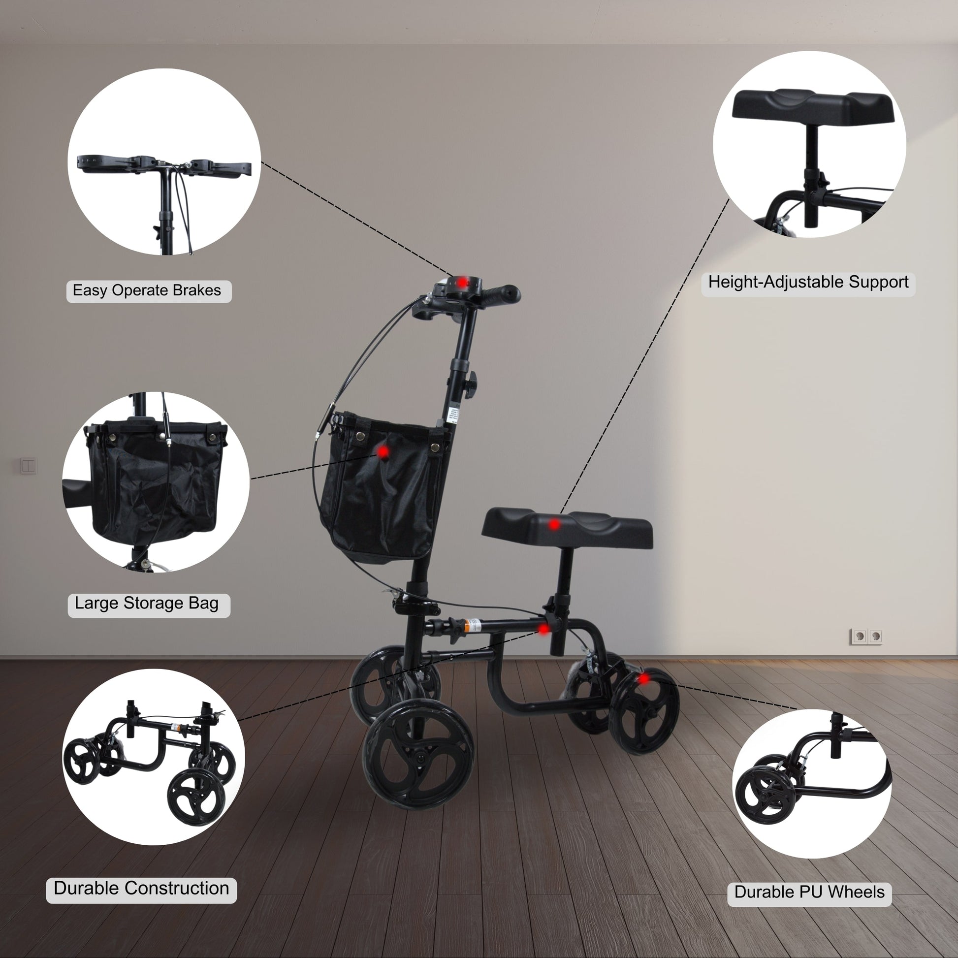 Yoga knee walker features