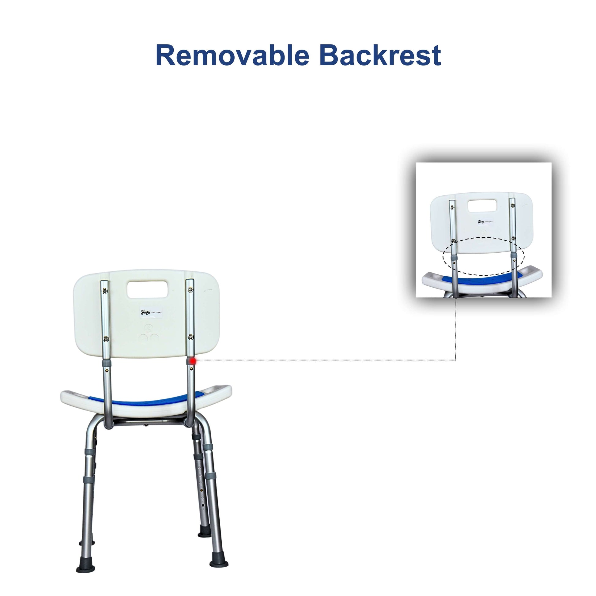Yoga shower chair with detachable back and EVA pads back 