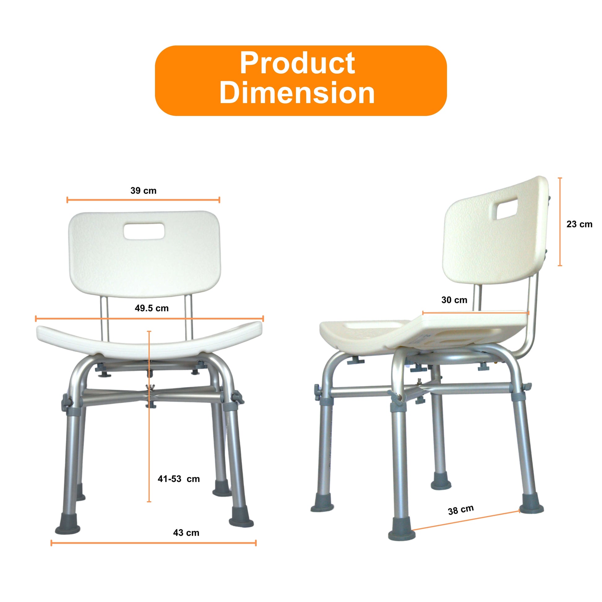 Yoga shower chair with detachable back dimensions