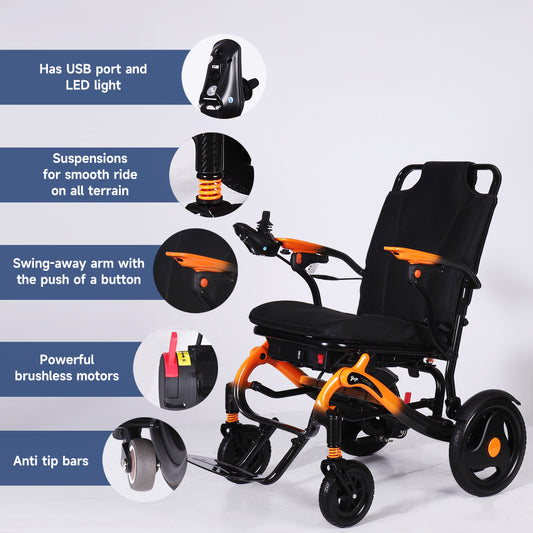 Yoga Day Tripper Super Lite - Orange Blaze - Electric Wheelchair