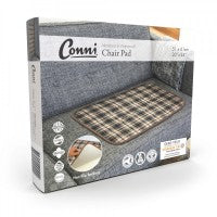 Packaging of Conni Chair Pad showing the product and its features, indicating that it is waterproof, non-slip, and machine-washable from Adaptive Equipment (Image 3).