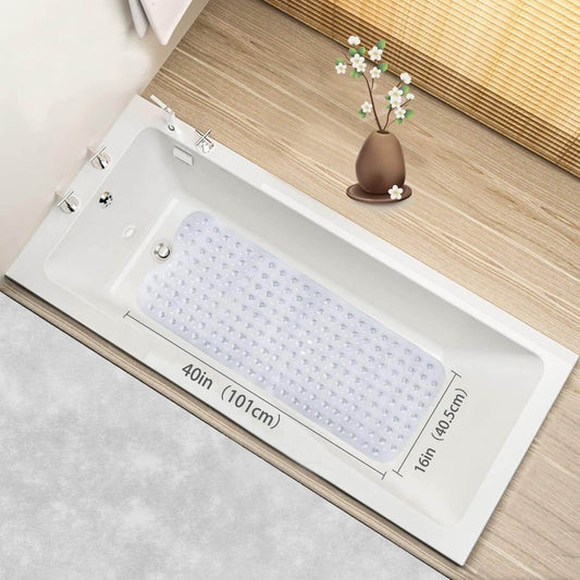 An extra large non-slip bath mat with a textured pebble design, featuring numerous suction cups for stability - Adaptive Equipment (Image 2).