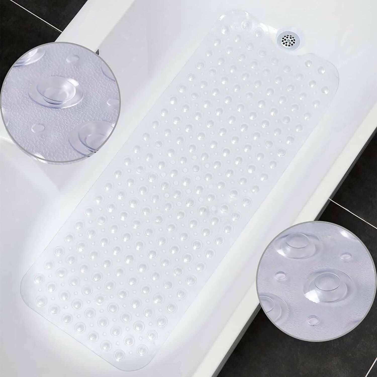An extra large non-slip bath mat with a textured pebble design, featuring numerous suction cups for stability - Adaptive Equipment (Image 4).