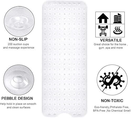 An extra large non-slip bath mat with a textured pebble design, featuring numerous suction cups for stability - Adaptive Equipment (Image 5).