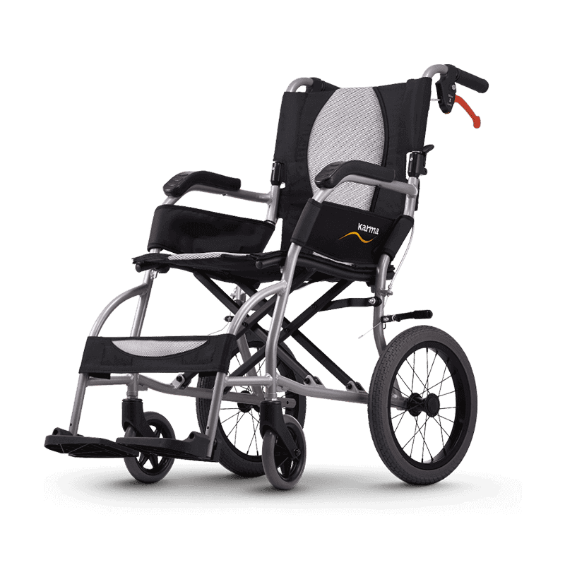karma ergolite transit wheelchair left angle view