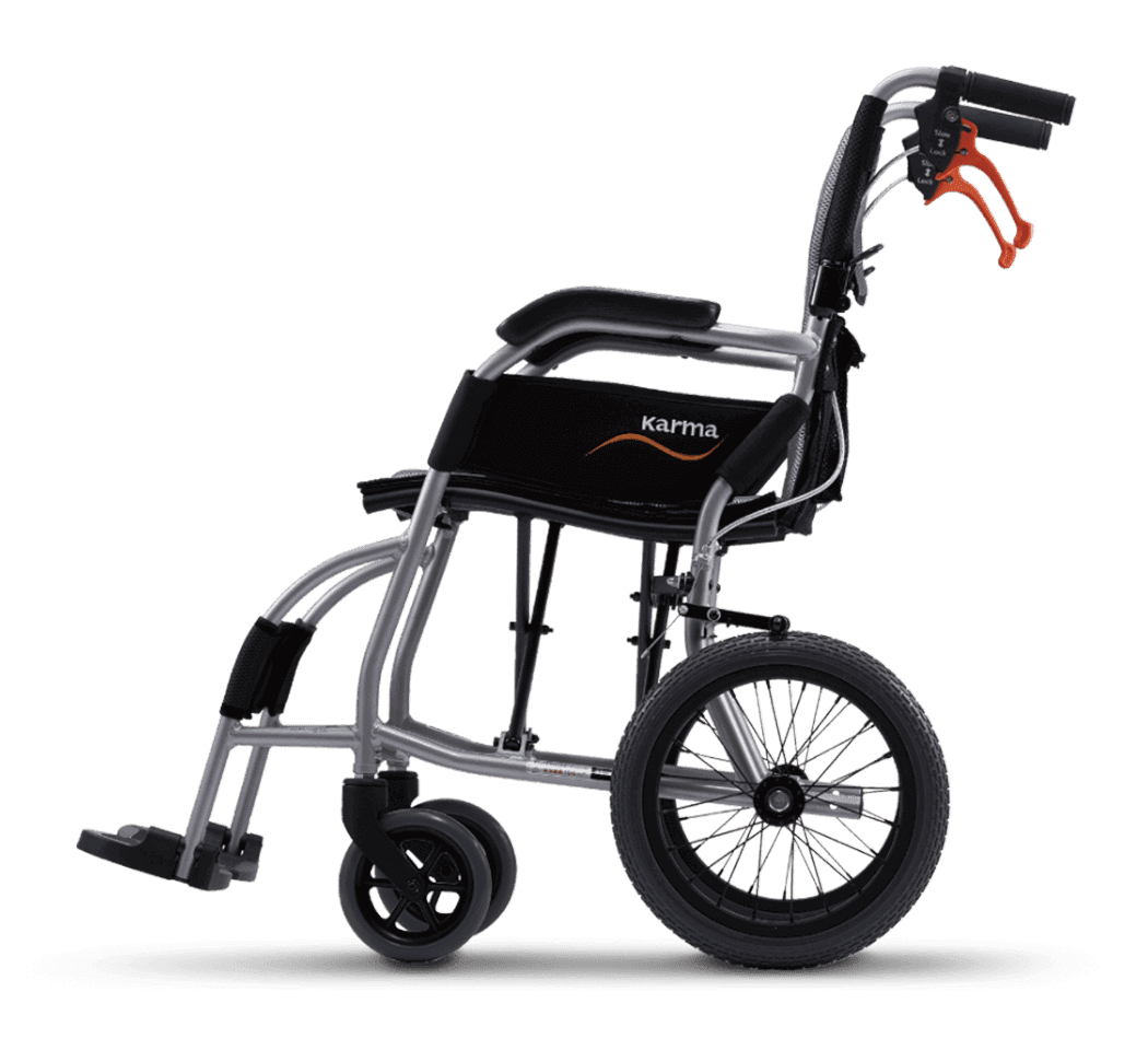 karma ergolite transit wheelchair left side view