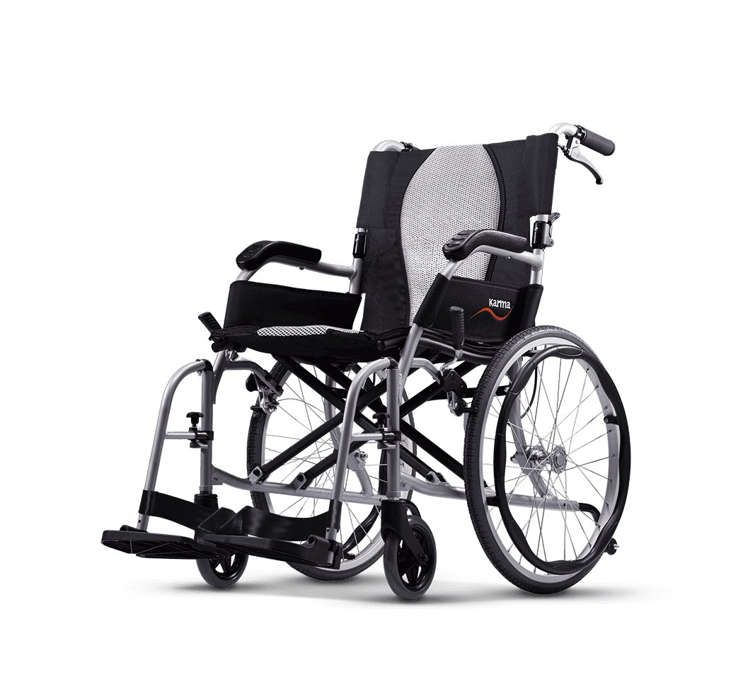 karma ergolite self-propelled wheelchair left angle view