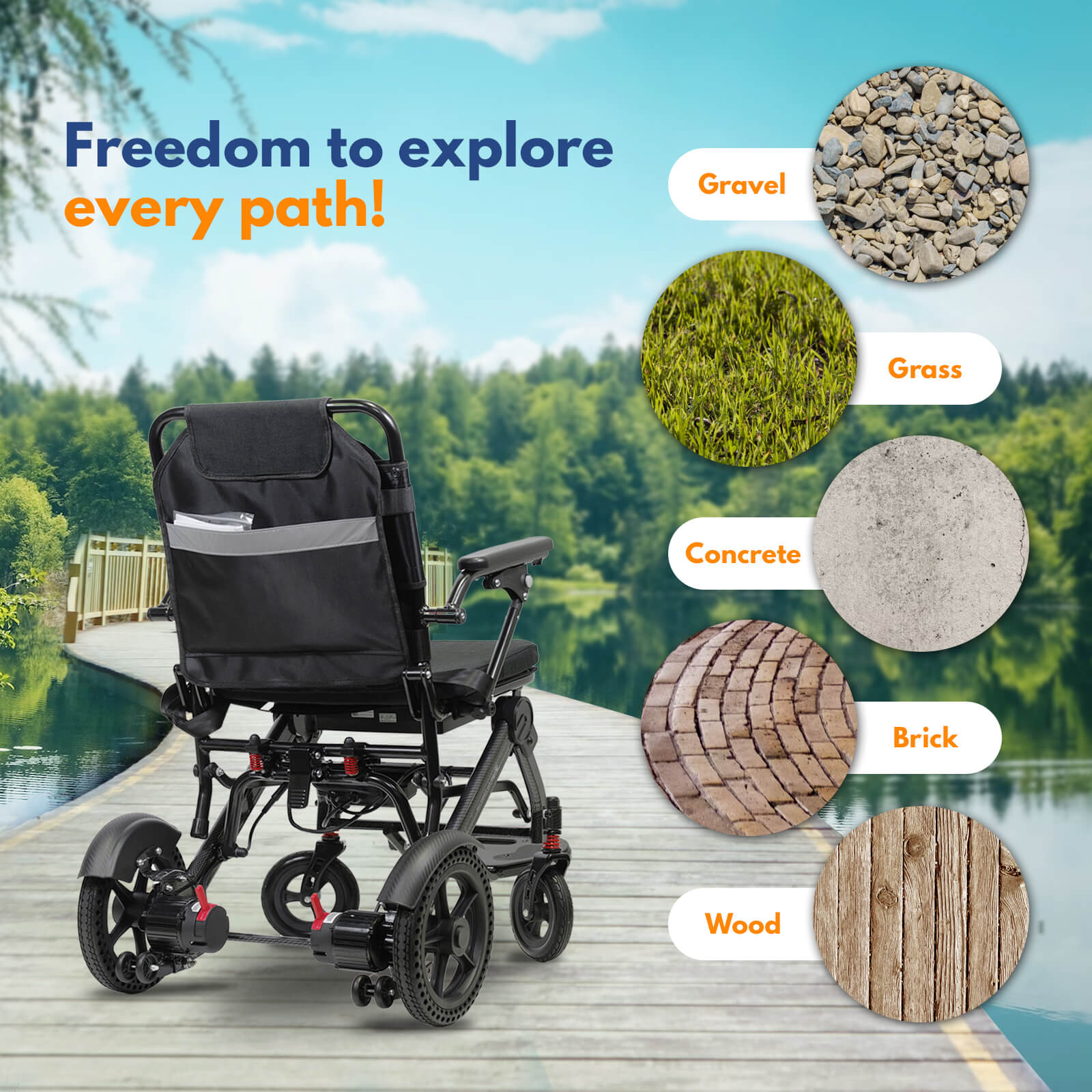 lightweight aluminium motorised wheelchair driving terrains