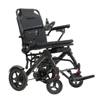 lightweight aluminium motorised wheelchair front angle