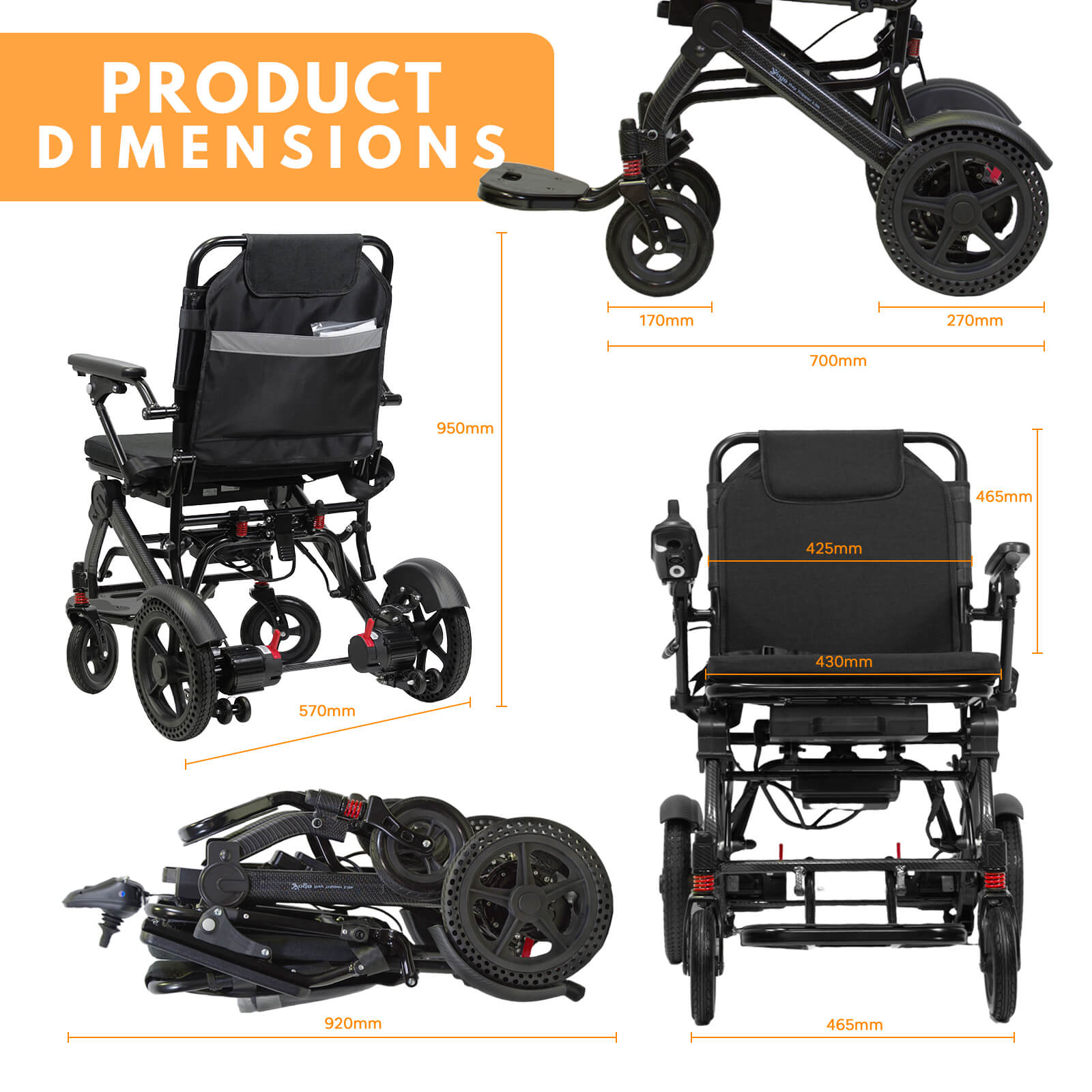 lightweight aluminium powered wheelchair dimensions