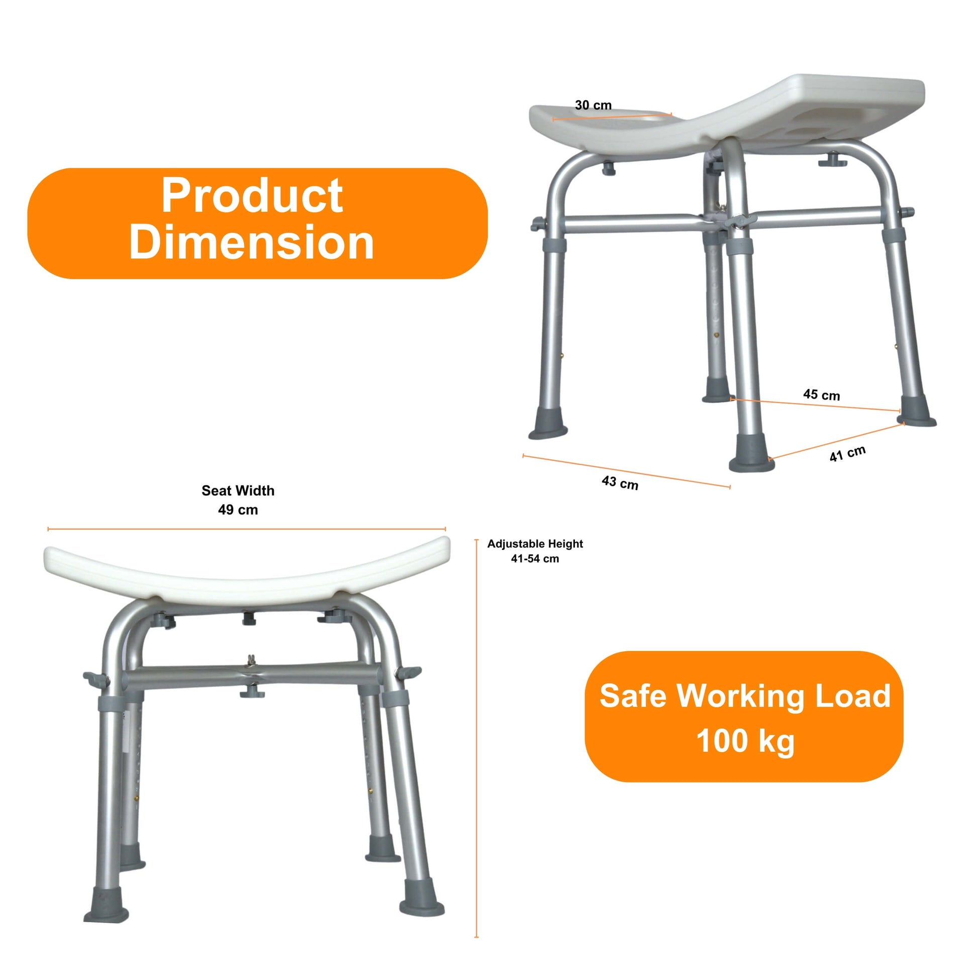 yoga shower stool dimensions