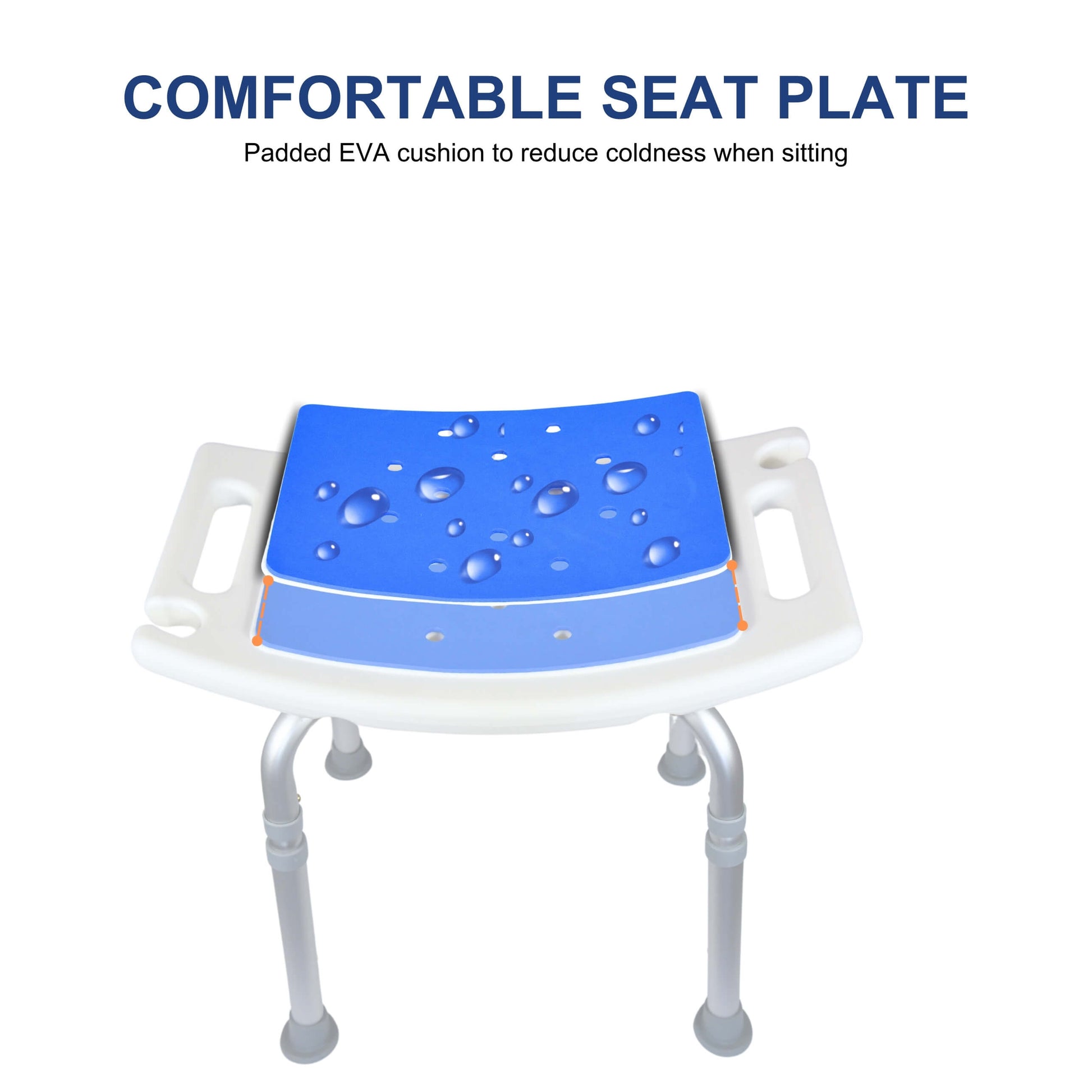yoga shower stool with EVA pad front top