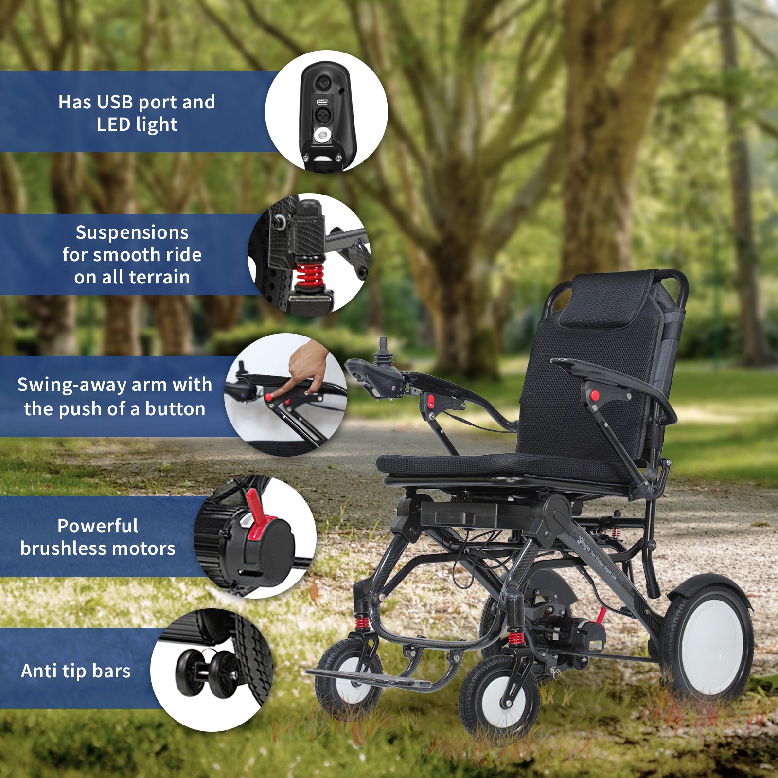 yoga day tripper super lite carbon fiber electric wheelchair features