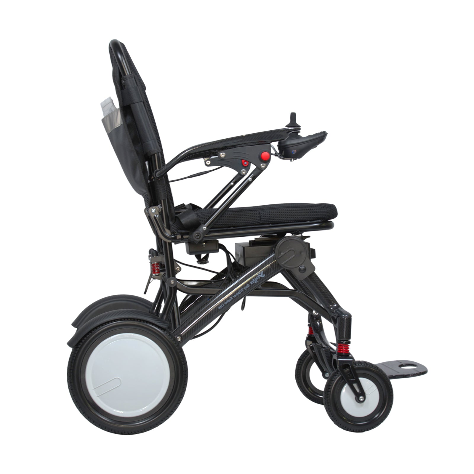 yoga day tripper super lite carbon fiber electric wheelchair side view