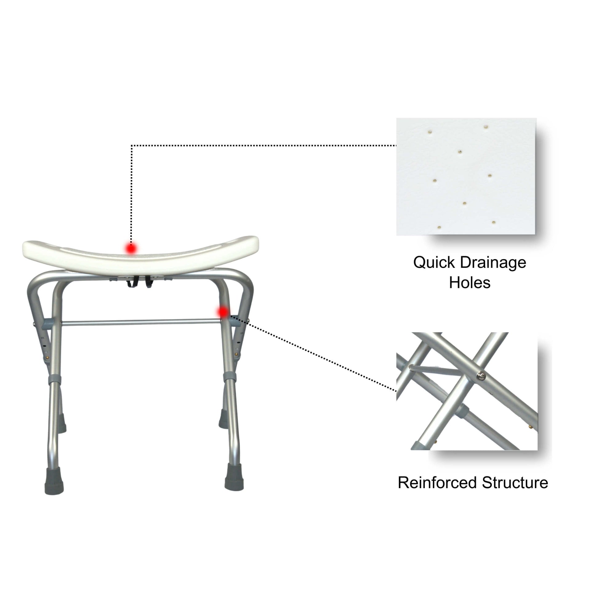 yoga foldable shower stool front drainage feature