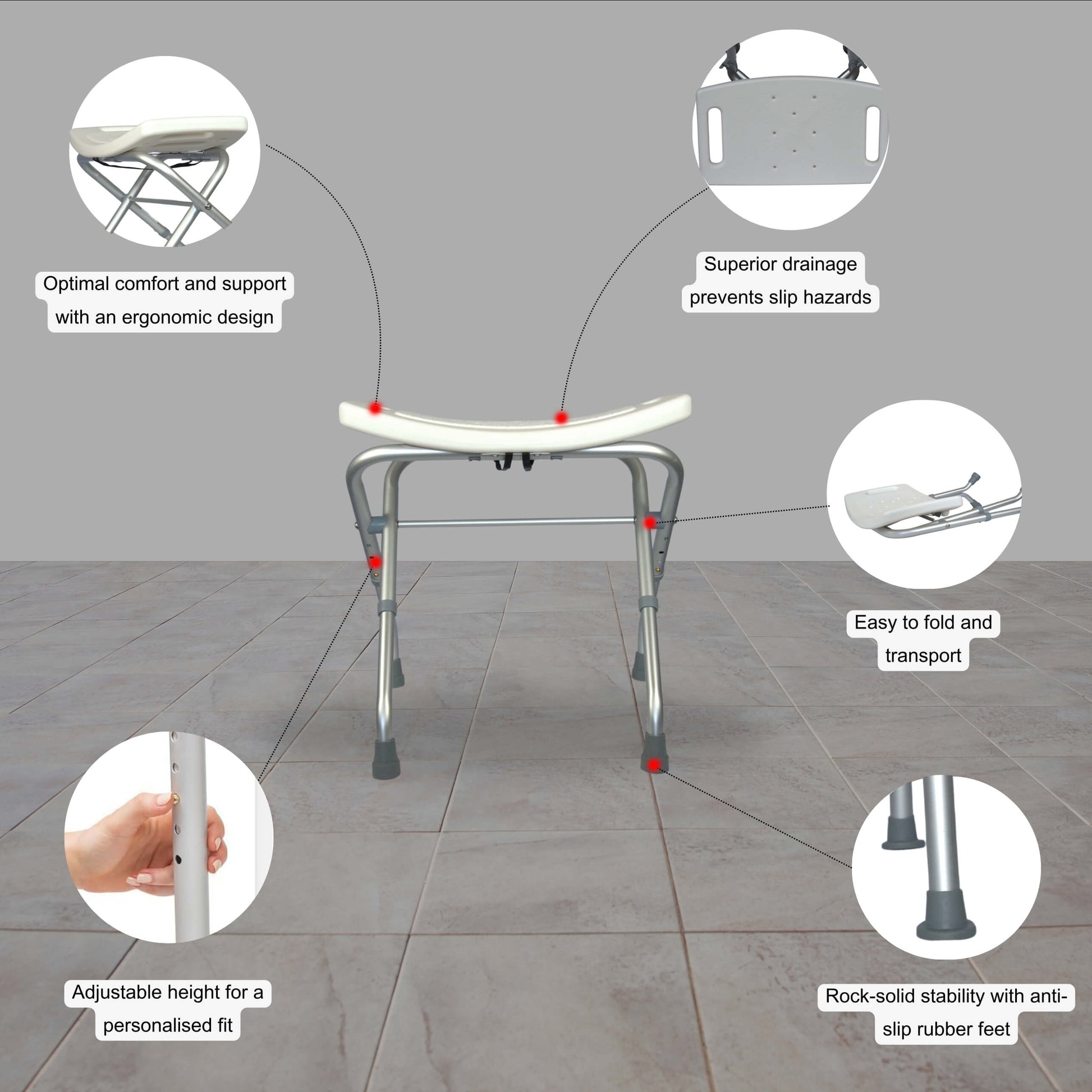 yoga foldable shower stool top features