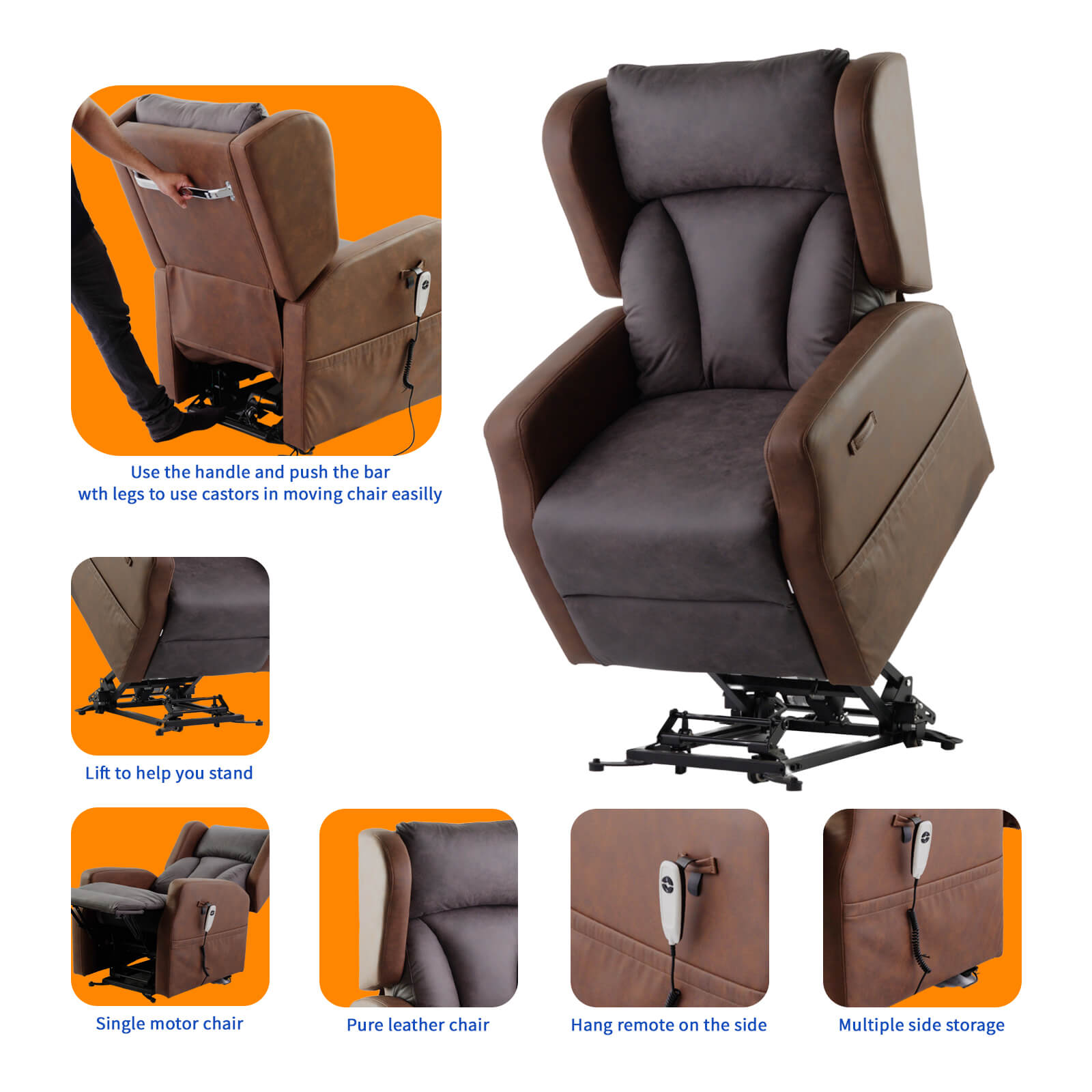 Yoga Koru single motor lift recliner chair features