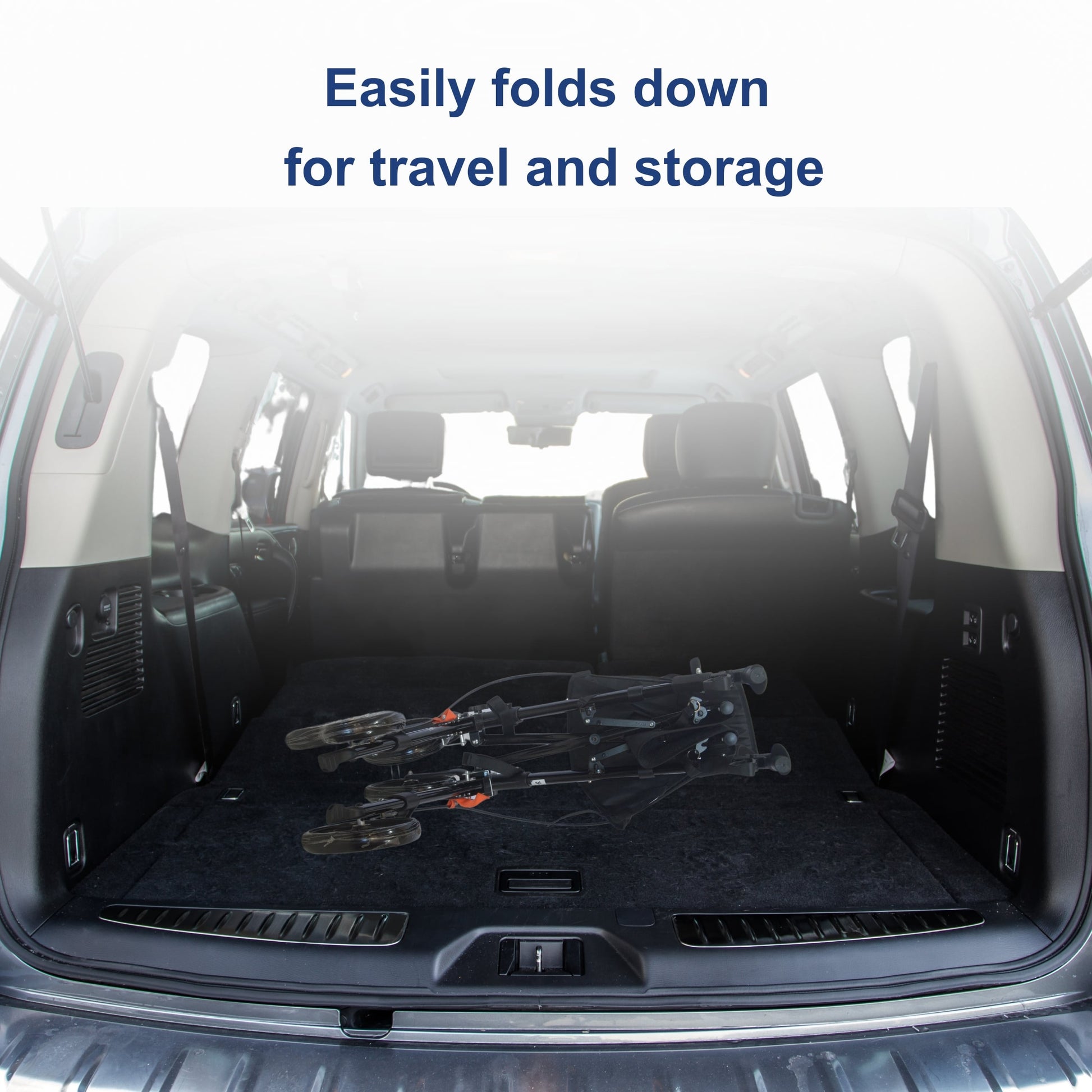 Yoga lightweight foldable aluminium walker in a car