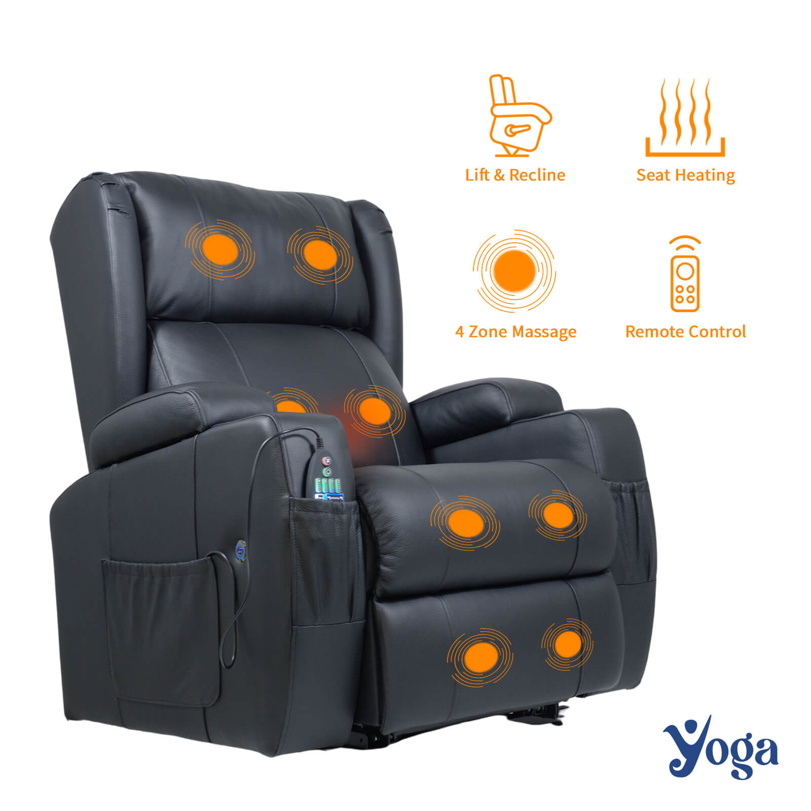 yoga opulent four motor lift chair front features