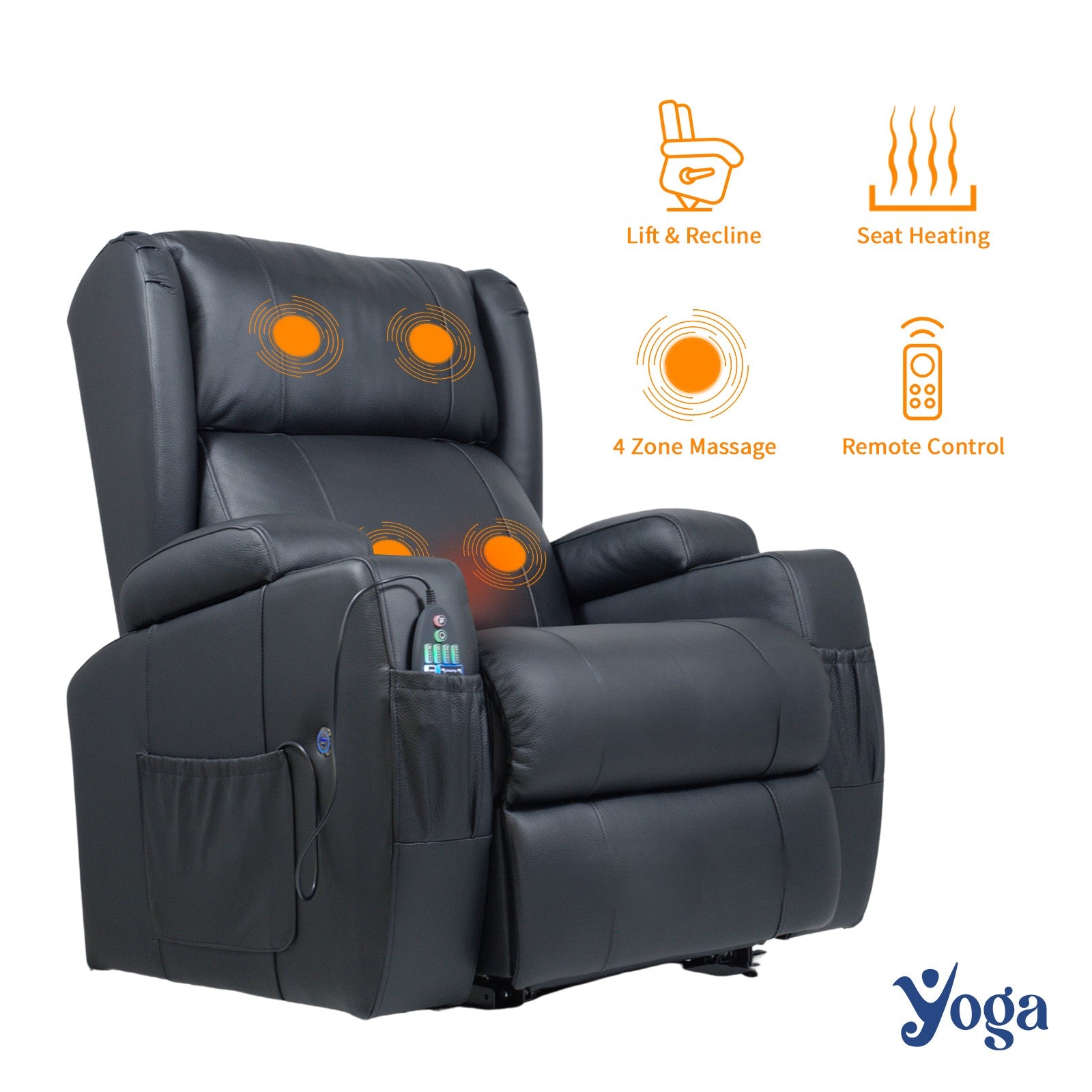 yoga opulent four motor lift chair front features