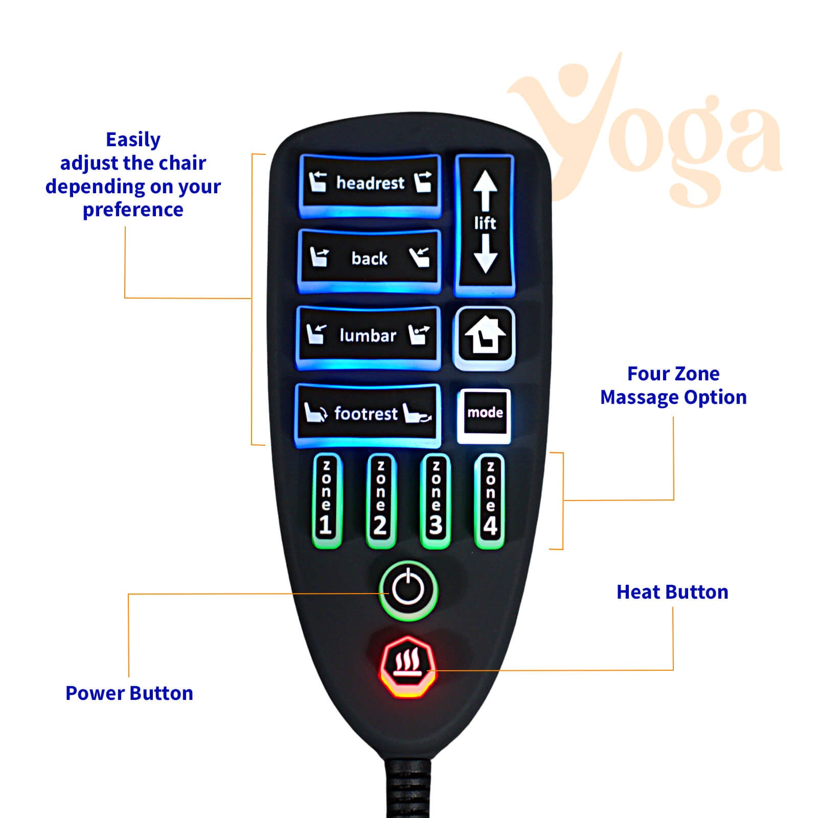 yoga opulent four motor lift chair remote