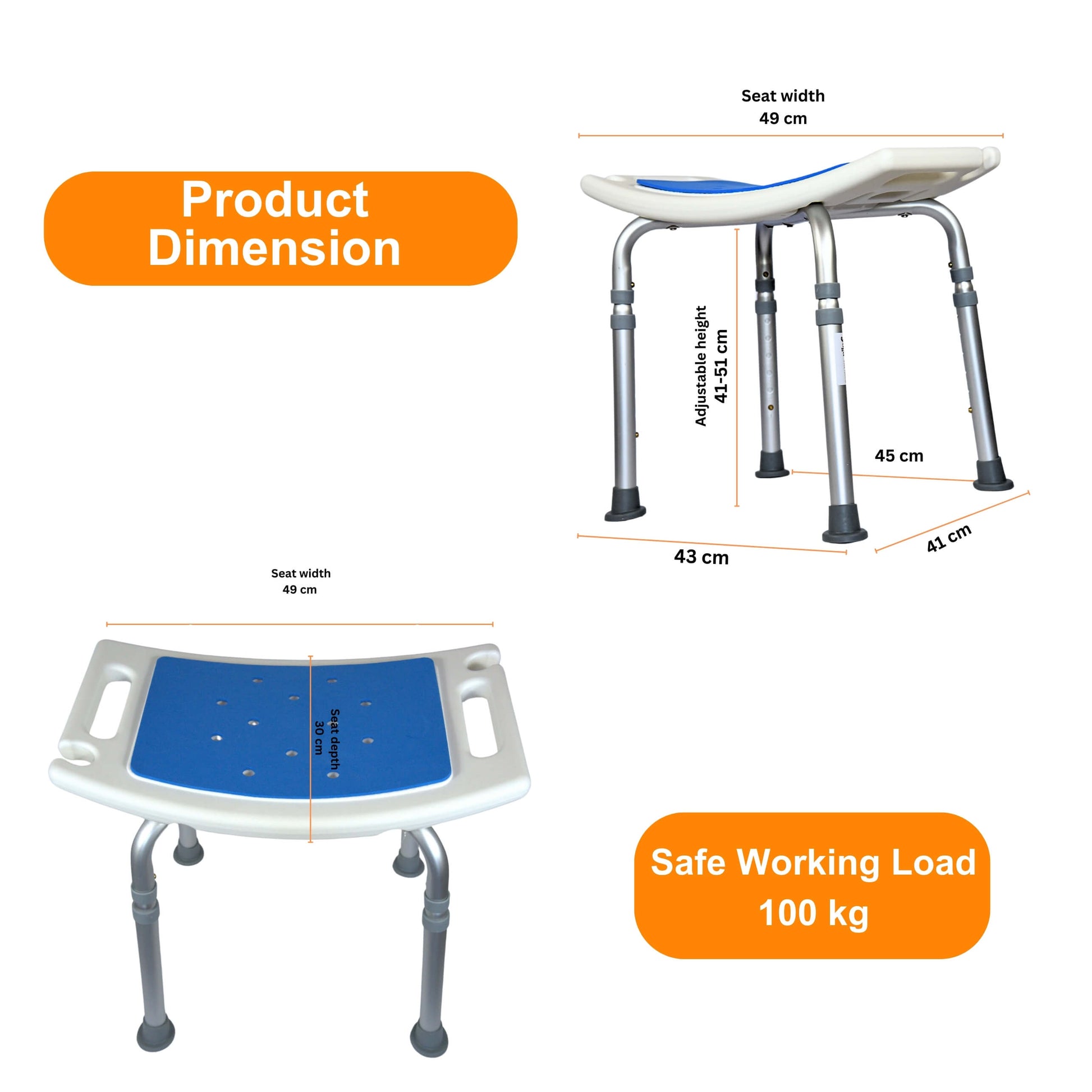 yoga shower stool with EVA pad dimensions
