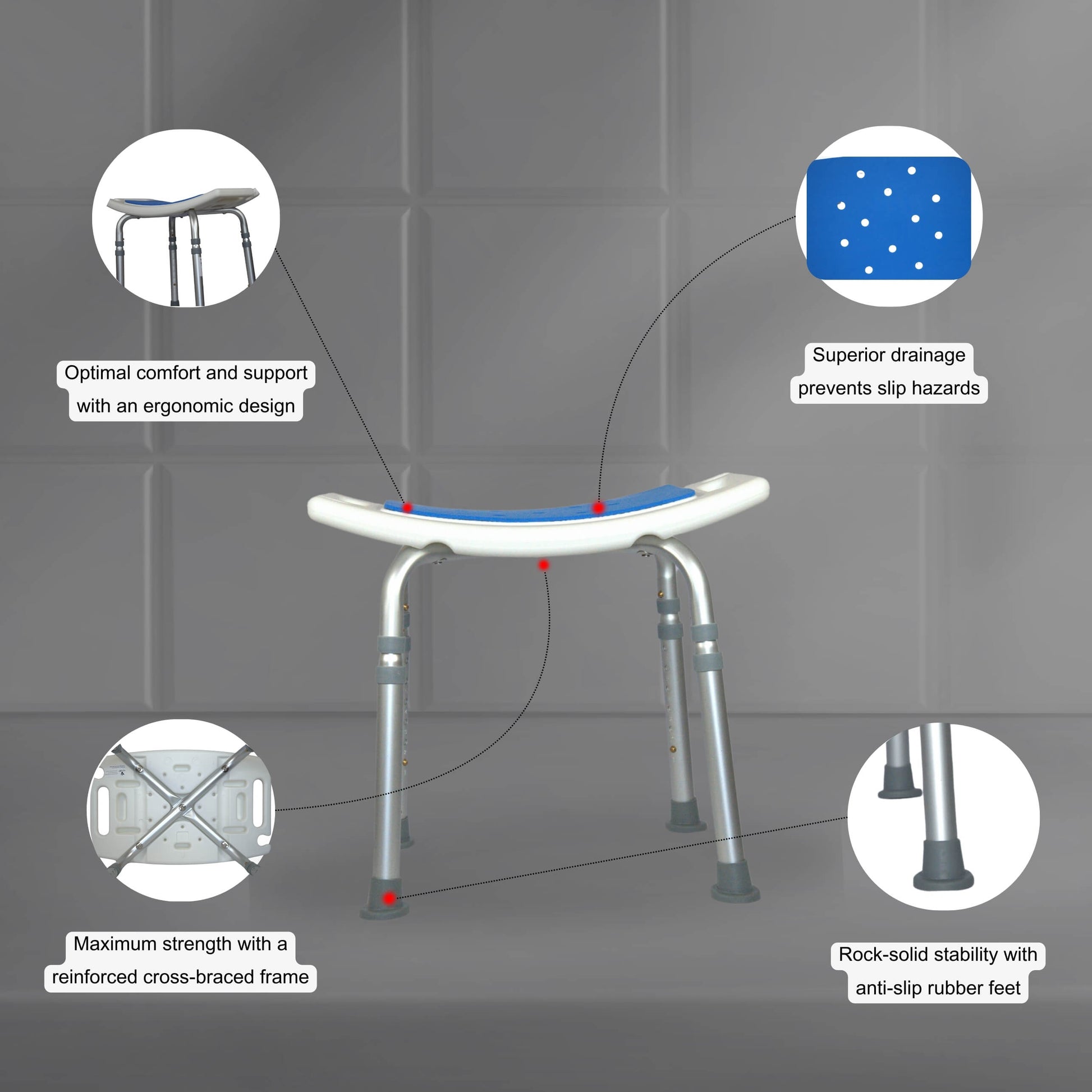 yoga shower stool with EVA pad top features