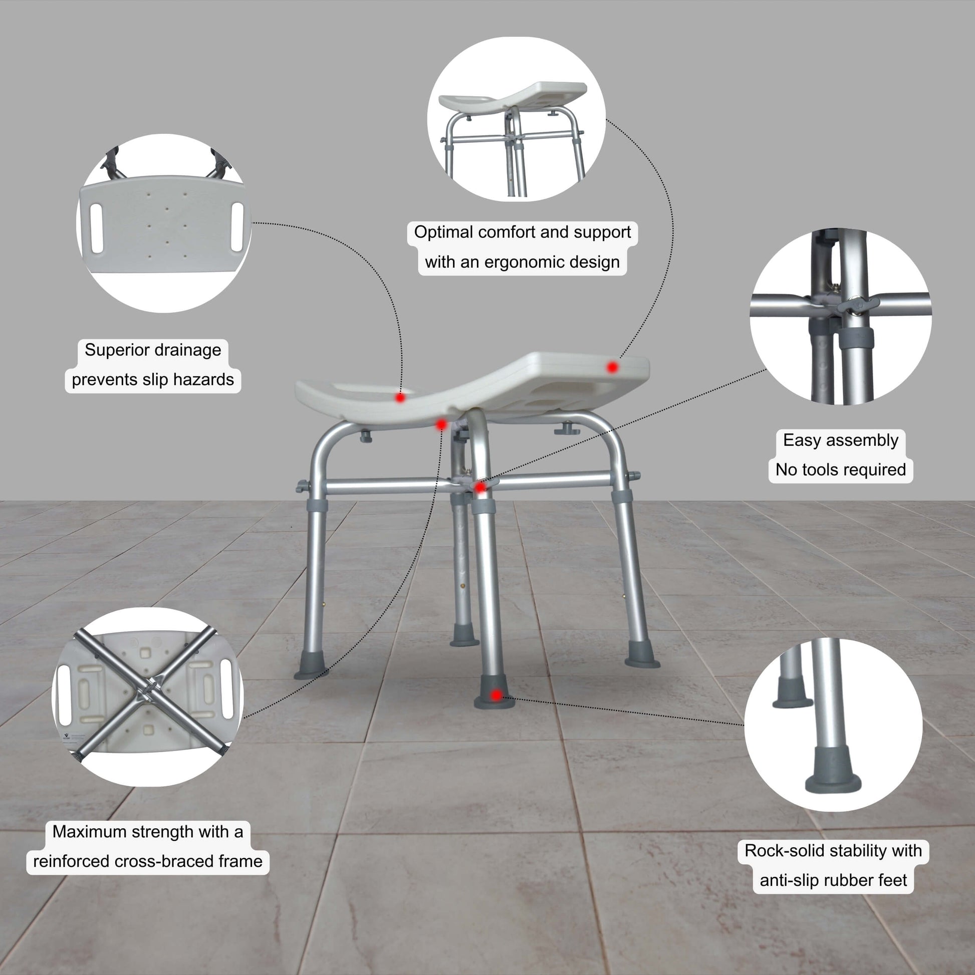 yoga shower stool features