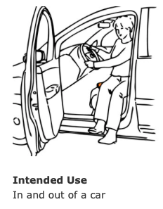 A gray swivel cushion designed for ease of transfer for getting in and out of cars or beds from Adaptive Equipment (Image 2).